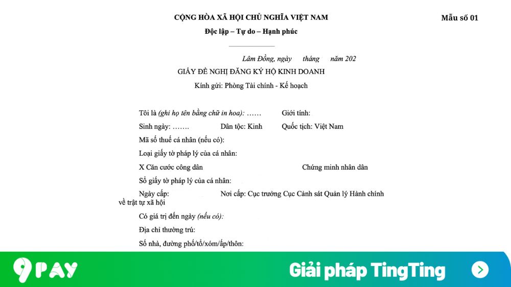 đăng ký hộ kinh doanh